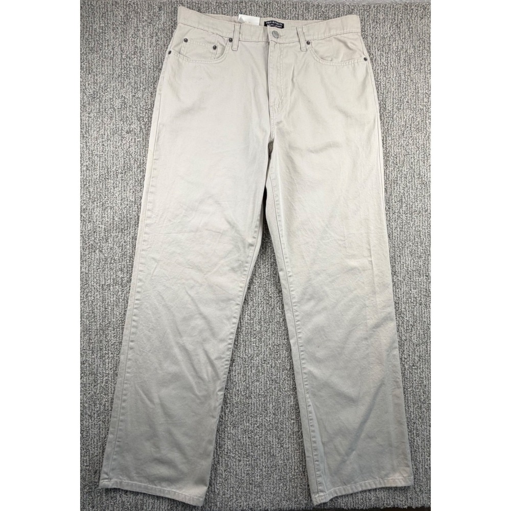 NEW Polo Jeans Co Ralph Lauren Pants Mens 34x34 Tan Baggy Fit Straight Leg Zip